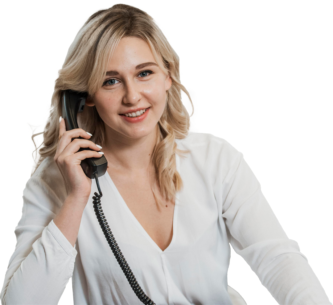 Mitarbeiterin am Telefon